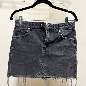 Black High Waist Denim Mini Skirt